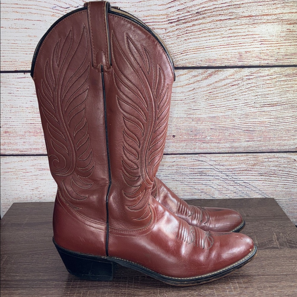 Vintage Mens Acme Classic Brown Leather Cowboy Boots 8.5D